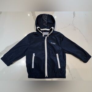 BOSS Hugo Boss Kids Navy Blue Hooded Windbreaker Jacket - Size 18M